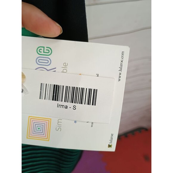 Lularoe Irma Tunic Top Black & Teal Striped S - Picture 5 of 7